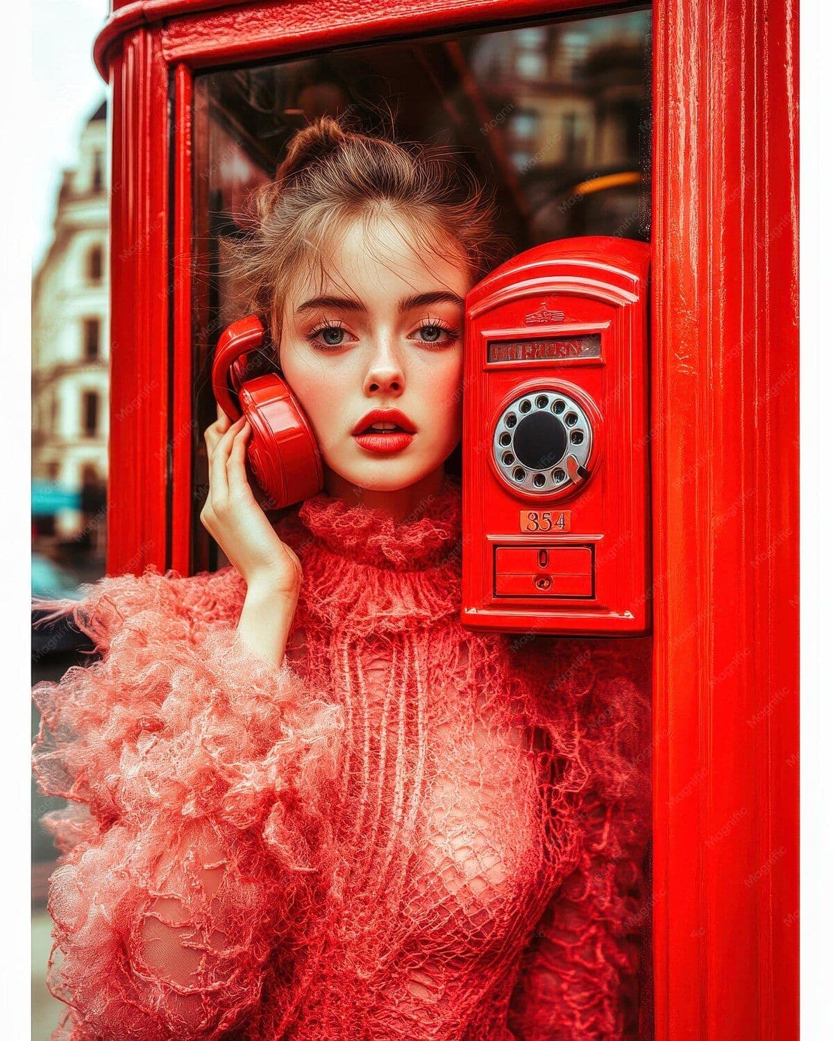 Young woman in red